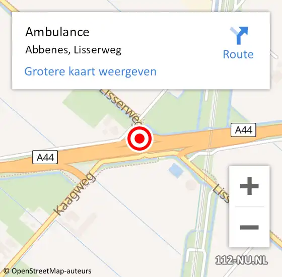 Locatie op kaart van de 112 melding: Ambulance Abbenes, Lisserweg op 19 april 2019 12:08