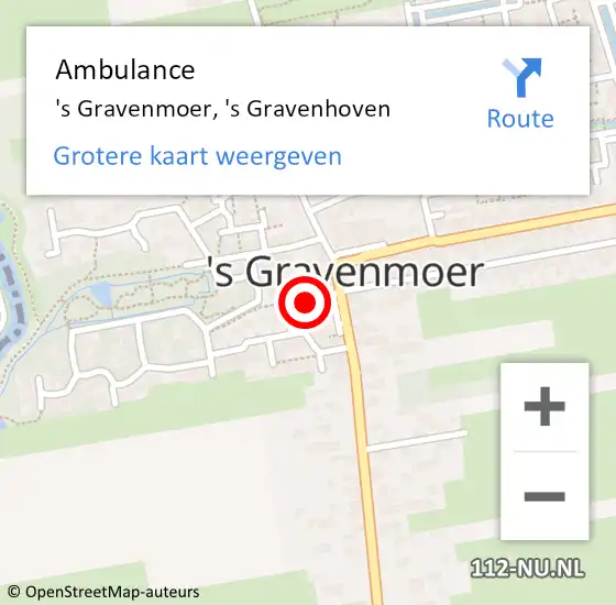Locatie op kaart van de 112 melding: Ambulance 's Gravenmoer, 's Gravenhoven op 19 april 2019 12:50