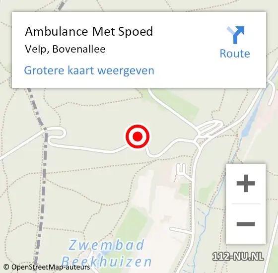 Locatie op kaart van de 112 melding: Ambulance Met Spoed Naar Velp, Bovenallee op 19 april 2019 13:14