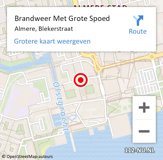 Locatie op kaart van de 112 melding: Brandweer Met Grote Spoed Naar Almere, Blekerstraat op 19 april 2019 13:43