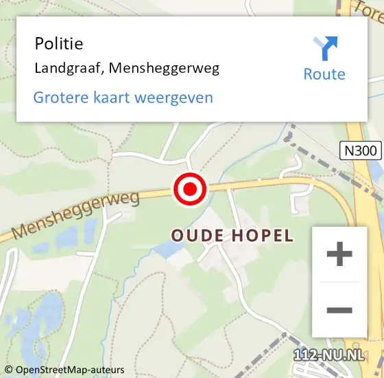Locatie op kaart van de 112 melding: Politie Landgraaf, Mensheggerweg op 19 april 2019 13:55
