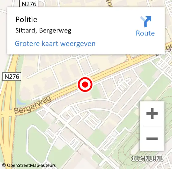 Locatie op kaart van de 112 melding: Politie Sittard, Bergerweg op 19 april 2019 15:32