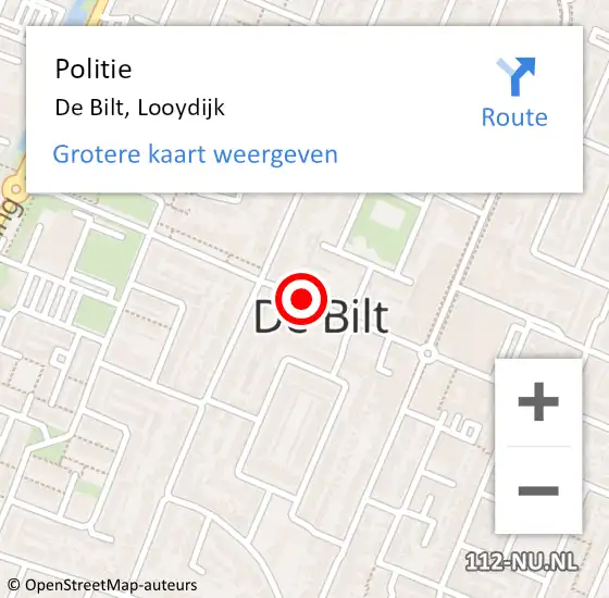 Locatie op kaart van de 112 melding: Politie De Bilt, Looydijk op 19 april 2019 17:17