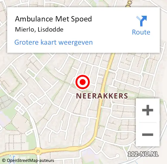 Locatie op kaart van de 112 melding: Ambulance Met Spoed Naar Mierlo, Lisdodde op 19 april 2019 17:29