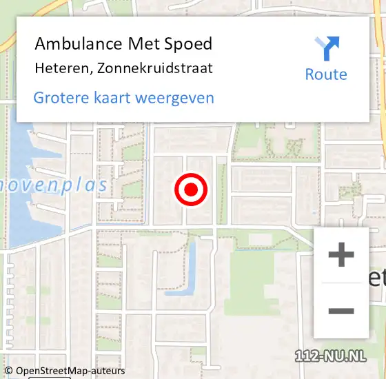 Locatie op kaart van de 112 melding: Ambulance Met Spoed Naar Heteren, Zonnekruidstraat op 29 maart 2014 20:52
