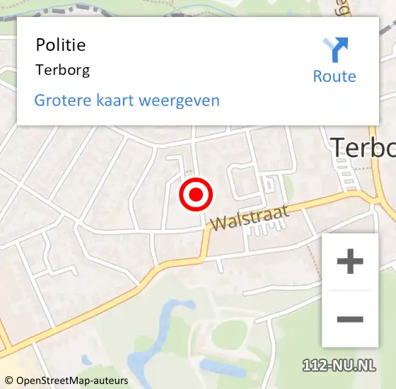Locatie op kaart van de 112 melding: Politie Terborg op 19 april 2019 18:17