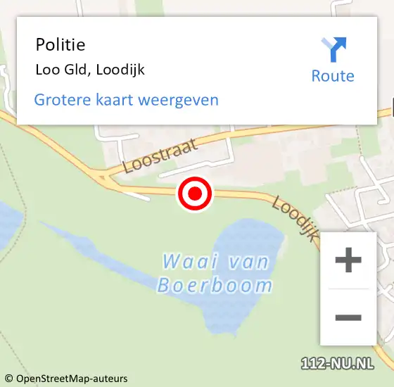 Locatie op kaart van de 112 melding: Politie Loo Gld, Loodijk op 19 april 2019 18:37