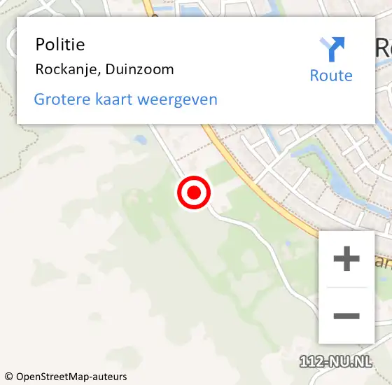 Locatie op kaart van de 112 melding: Politie Rockanje, Duinzoom op 19 april 2019 20:11