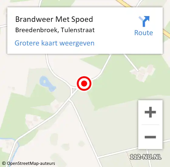 Locatie op kaart van de 112 melding: Brandweer Met Spoed Naar Breedenbroek, Tulenstraat op 19 april 2019 20:52
