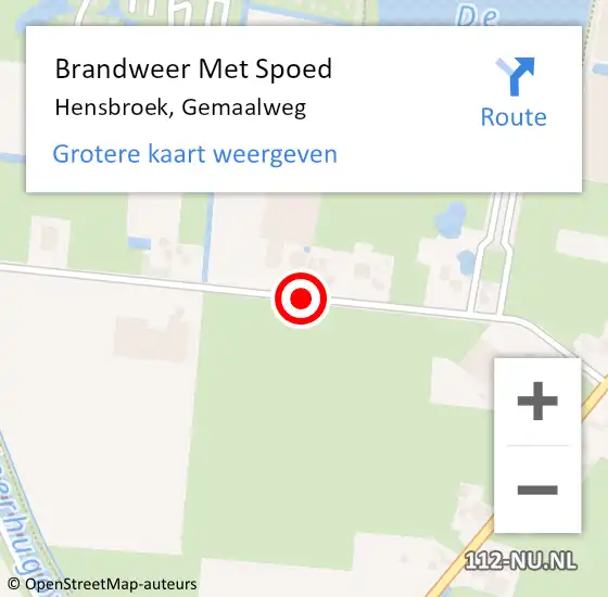 Locatie op kaart van de 112 melding: Brandweer Met Spoed Naar Hensbroek, Gemaalweg op 19 april 2019 21:36