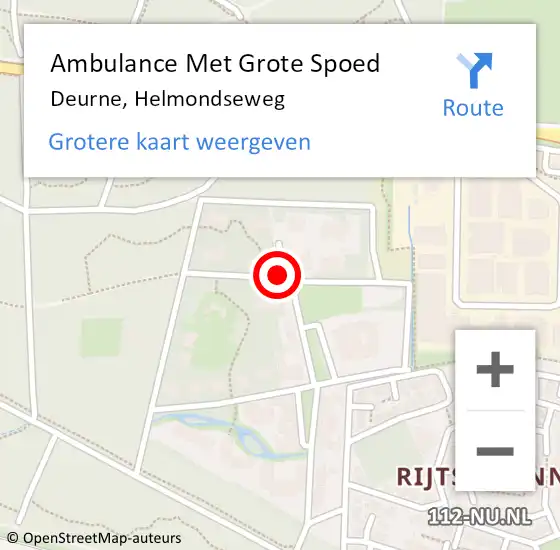 Locatie op kaart van de 112 melding: Ambulance Met Grote Spoed Naar Deurne, Helmondseweg op 19 april 2019 22:38