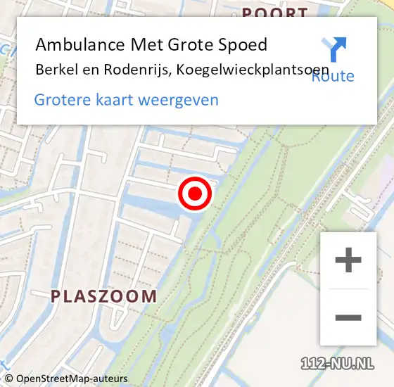 Locatie op kaart van de 112 melding: Ambulance Met Grote Spoed Naar Berkel en Rodenrijs, Koegelwieckplantsoen op 19 april 2019 23:17