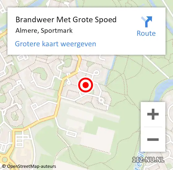 Locatie op kaart van de 112 melding: Brandweer Met Grote Spoed Naar Almere, Sportmark op 20 april 2019 00:48