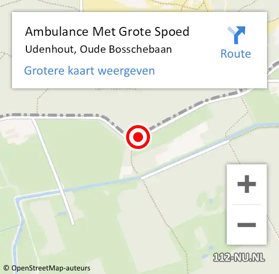 Locatie op kaart van de 112 melding: Ambulance Met Grote Spoed Naar Udenhout, Oude Bosschebaan op 20 april 2019 05:04