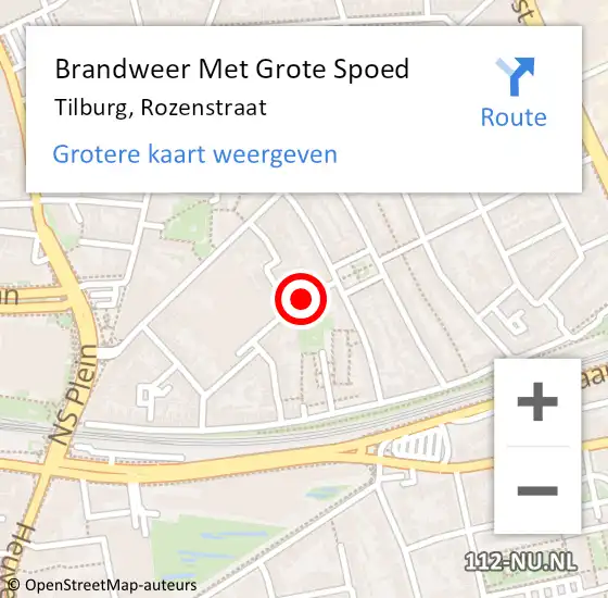 Locatie op kaart van de 112 melding: Brandweer Met Grote Spoed Naar Tilburg, Rozenstraat op 20 april 2019 07:10