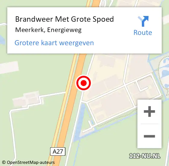 Locatie op kaart van de 112 melding: Brandweer Met Grote Spoed Naar Meerkerk, Energieweg op 20 april 2019 07:24
