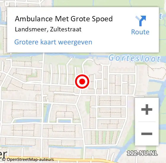 Locatie op kaart van de 112 melding: Ambulance Met Grote Spoed Naar Landsmeer, Zultestraat op 20 april 2019 07:40
