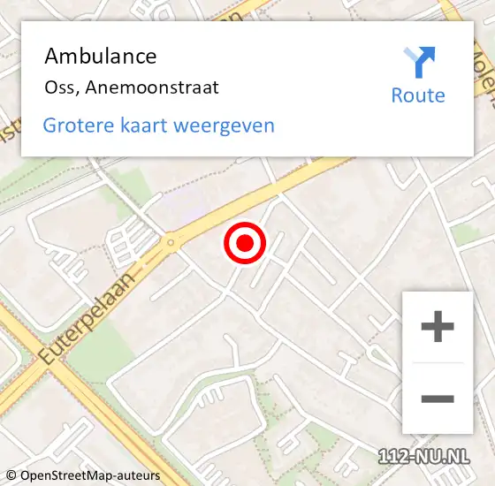 Locatie op kaart van de 112 melding: Ambulance Oss, Anemoonstraat op 20 april 2019 09:14