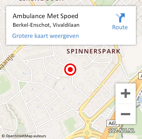 Locatie op kaart van de 112 melding: Ambulance Met Spoed Naar Berkel-Enschot, Vivaldilaan op 20 april 2019 10:14