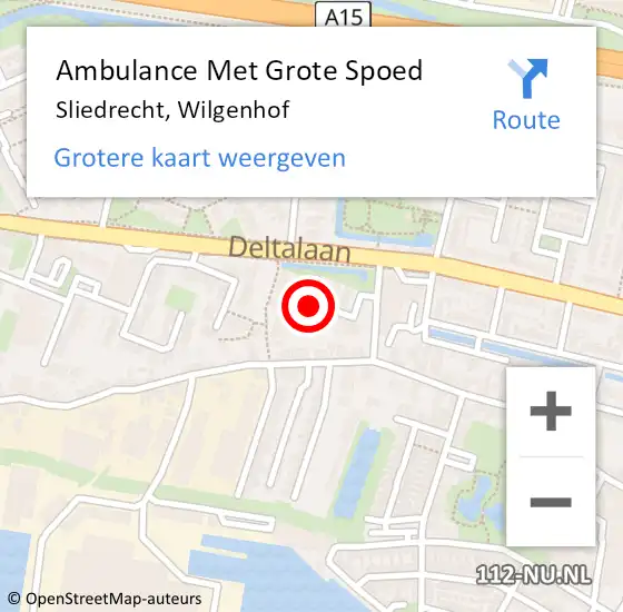 Locatie op kaart van de 112 melding: Ambulance Met Grote Spoed Naar Sliedrecht, Wilgenhof op 20 april 2019 11:25