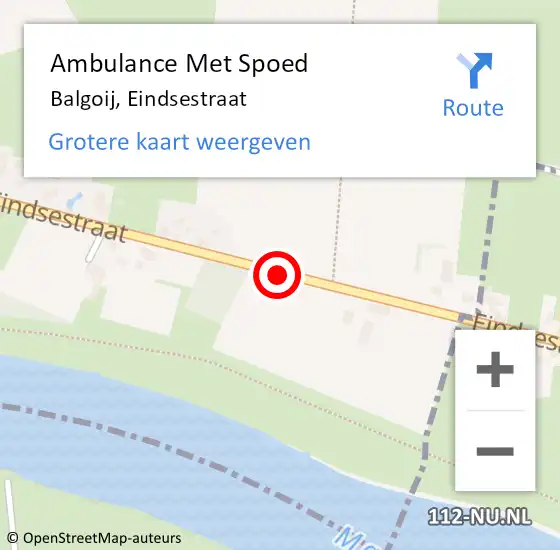 Locatie op kaart van de 112 melding: Ambulance Met Spoed Naar Balgoij, Eindsestraat op 20 april 2019 12:14