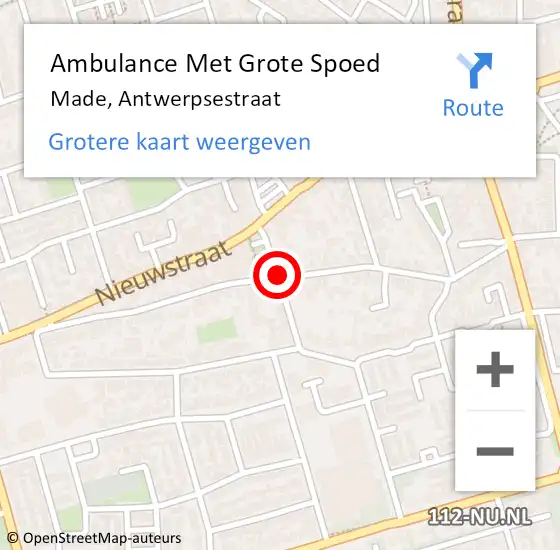 Locatie op kaart van de 112 melding: Ambulance Met Grote Spoed Naar Made, Antwerpsestraat op 20 april 2019 12:38