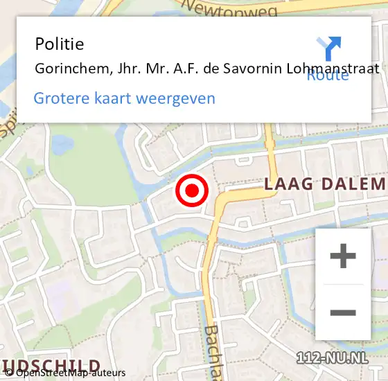 Locatie op kaart van de 112 melding: Politie Gorinchem, Jhr. Mr. A.F. de Savornin Lohmanstraat op 20 april 2019 12:42