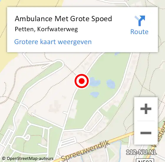 Locatie op kaart van de 112 melding: Ambulance Met Grote Spoed Naar Petten, Korfwaterweg op 20 april 2019 13:18