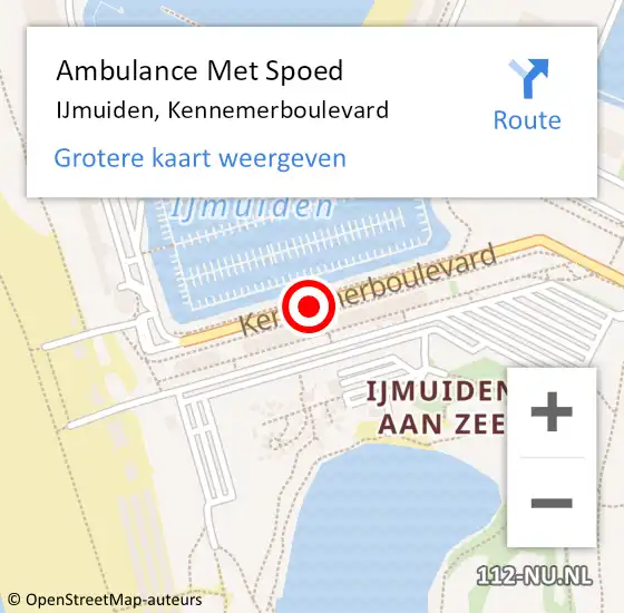 Locatie op kaart van de 112 melding: Ambulance Met Spoed Naar IJmuiden, Kennemerboulevard op 20 april 2019 16:25