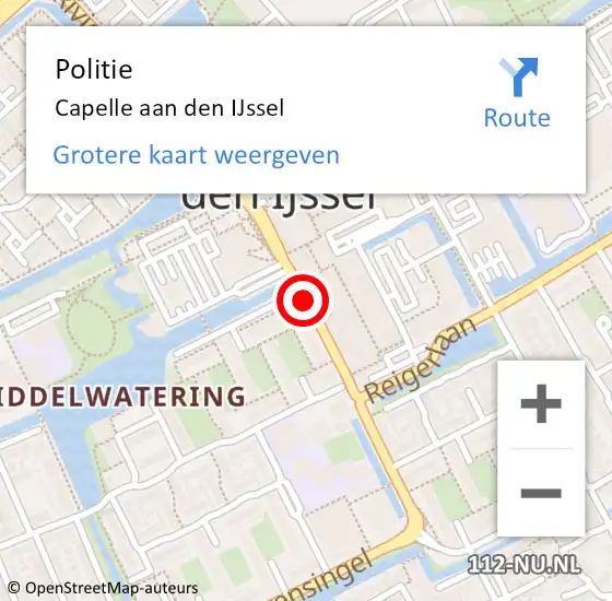 Locatie op kaart van de 112 melding: Politie Capelle aan den IJssel op 20 april 2019 20:32