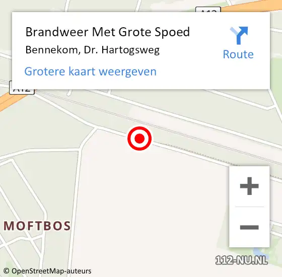 Locatie op kaart van de 112 melding: Brandweer Met Grote Spoed Naar Bennekom, Dr. Hartogsweg op 20 april 2019 20:48