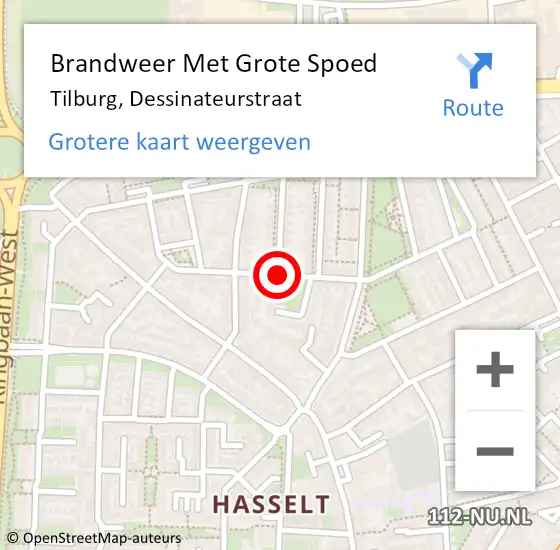 Locatie op kaart van de 112 melding: Brandweer Met Grote Spoed Naar Tilburg, Dessinateurstraat op 20 april 2019 23:52