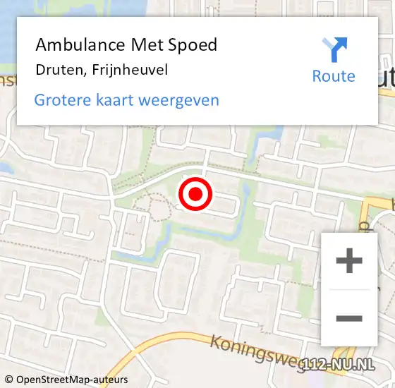 Locatie op kaart van de 112 melding: Ambulance Met Spoed Naar Druten, Frijnheuvel op 21 april 2019 09:02