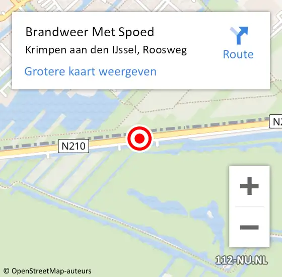 Locatie op kaart van de 112 melding: Brandweer Met Spoed Naar Krimpen aan den IJssel, Roosweg op 21 april 2019 11:28