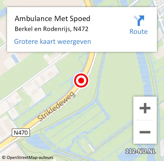 Locatie op kaart van de 112 melding: Ambulance Met Spoed Naar Berkel en Rodenrijs, N472 op 21 april 2019 17:52