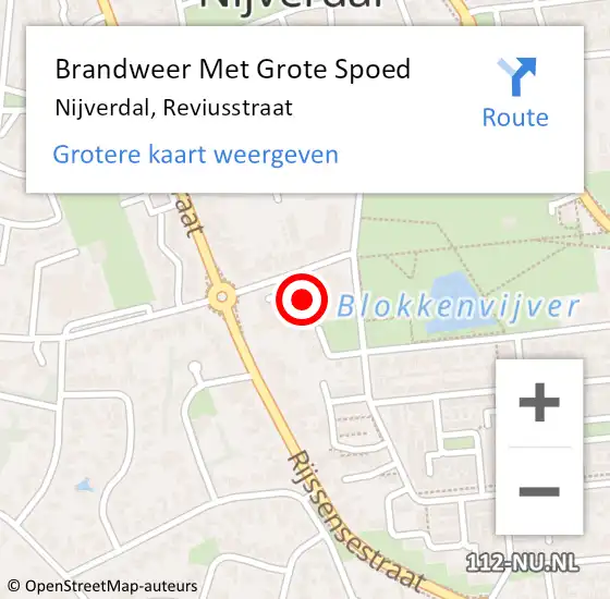 Locatie op kaart van de 112 melding: Brandweer Met Grote Spoed Naar Nijverdal, Reviusstraat op 21 april 2019 18:36