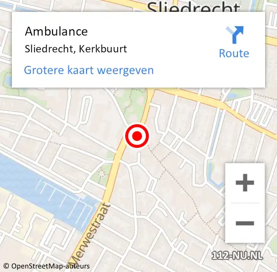Locatie op kaart van de 112 melding: Ambulance Sliedrecht, Kerkbuurt op 21 april 2019 19:16