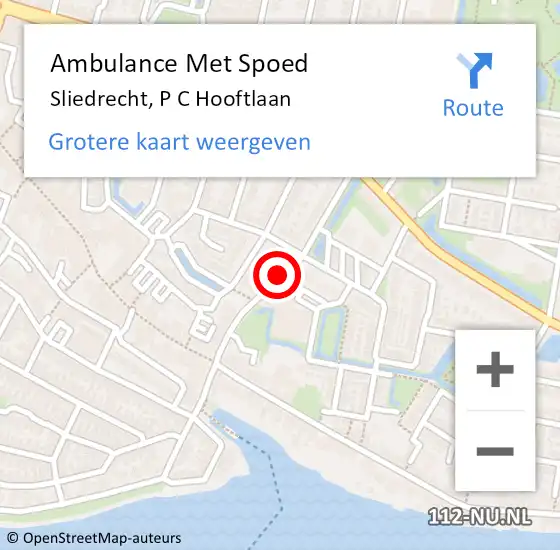 Locatie op kaart van de 112 melding: Ambulance Met Spoed Naar Sliedrecht, P C Hooftlaan op 21 april 2019 19:21