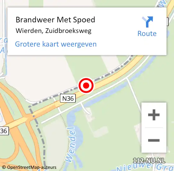 Locatie op kaart van de 112 melding: Brandweer Met Spoed Naar Wierden, Zuidbroeksweg op 21 april 2019 21:21