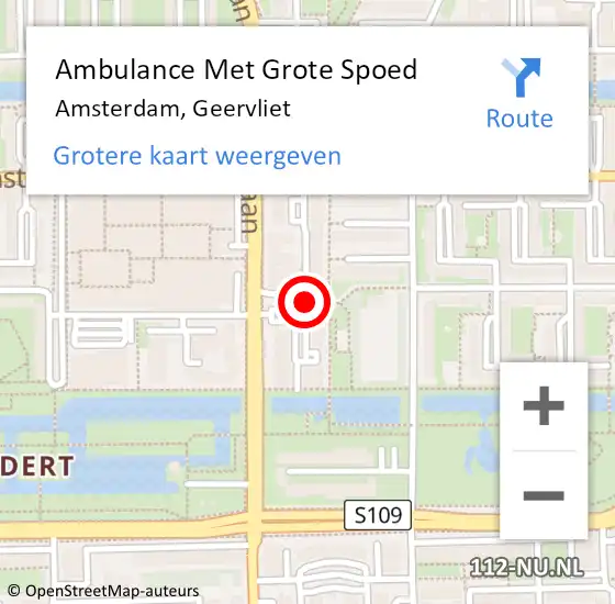 Locatie op kaart van de 112 melding: Ambulance Met Grote Spoed Naar Amsterdam, Geervliet op 21 april 2019 21:55