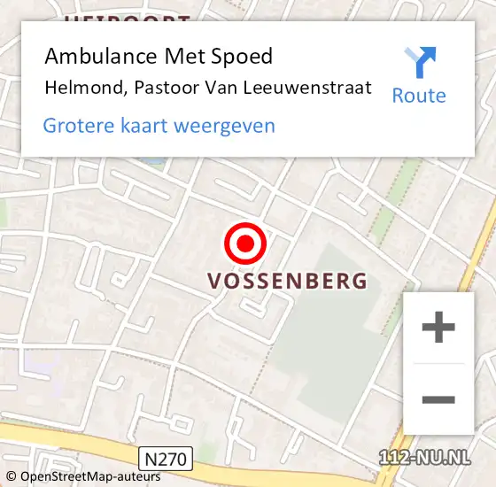 Locatie op kaart van de 112 melding: Ambulance Met Spoed Naar Helmond, Past van Leeuwenstraat op 21 april 2019 22:33