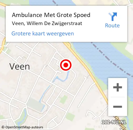 Locatie op kaart van de 112 melding: Ambulance Met Grote Spoed Naar Veen, Willem de Zwijgerstraat op 21 april 2019 23:45