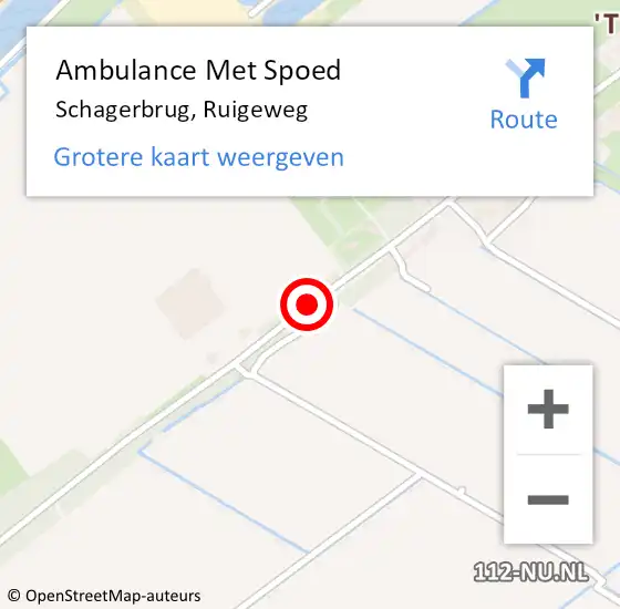 Locatie op kaart van de 112 melding: Ambulance Met Spoed Naar Schagerbrug, Ruigeweg op 22 april 2019 00:13