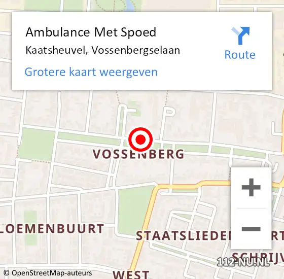 Locatie op kaart van de 112 melding: Ambulance Met Spoed Naar Kaatsheuvel, Vossenbergselaan op 22 april 2019 02:15