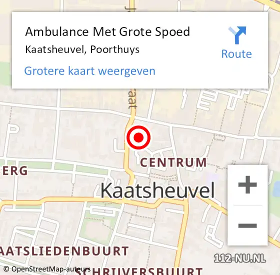 Locatie op kaart van de 112 melding: Ambulance Met Grote Spoed Naar Kaatsheuvel, Poorthuys op 22 april 2019 02:32