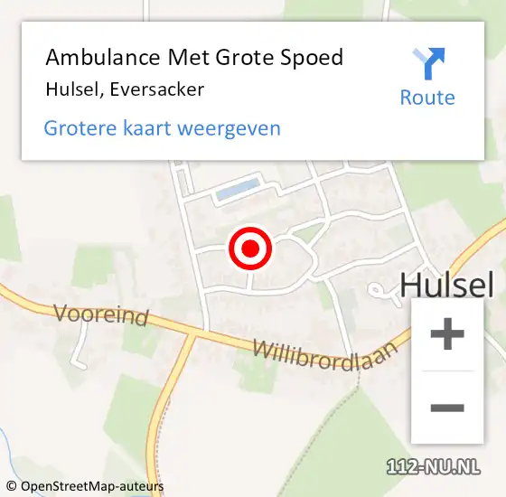 Locatie op kaart van de 112 melding: Ambulance Met Grote Spoed Naar Hulsel, Eversacker op 22 april 2019 06:54
