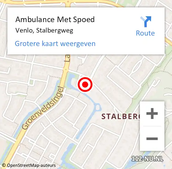 Locatie op kaart van de 112 melding: Ambulance Met Spoed Naar Venlo, Stalbergweg op 22 april 2019 09:16