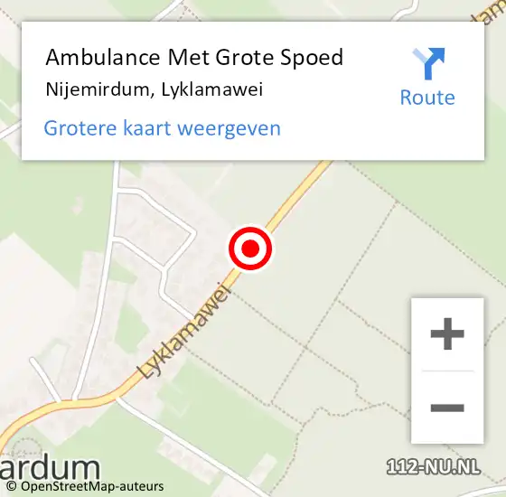 Locatie op kaart van de 112 melding: Ambulance Met Grote Spoed Naar Nijemirdum, Lyklamawei op 22 april 2019 11:42