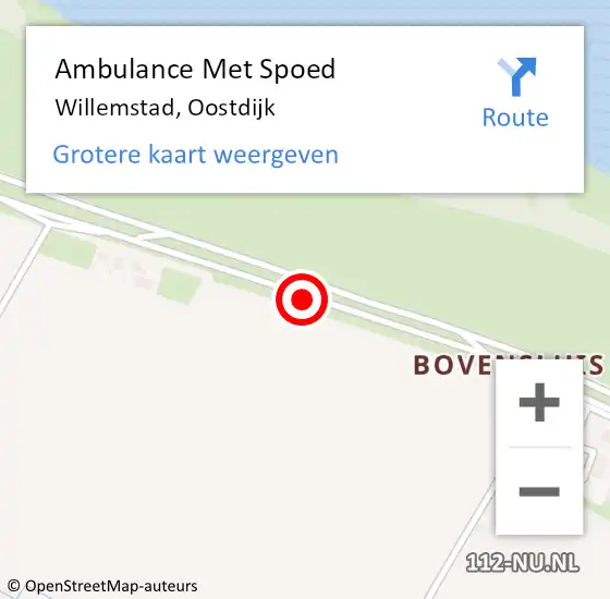 Locatie op kaart van de 112 melding: Ambulance Met Spoed Naar Willemstad, Oostdijk op 22 april 2019 14:54