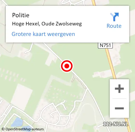 Locatie op kaart van de 112 melding: Politie Hoge Hexel, Oude Zwolseweg op 22 april 2019 18:37